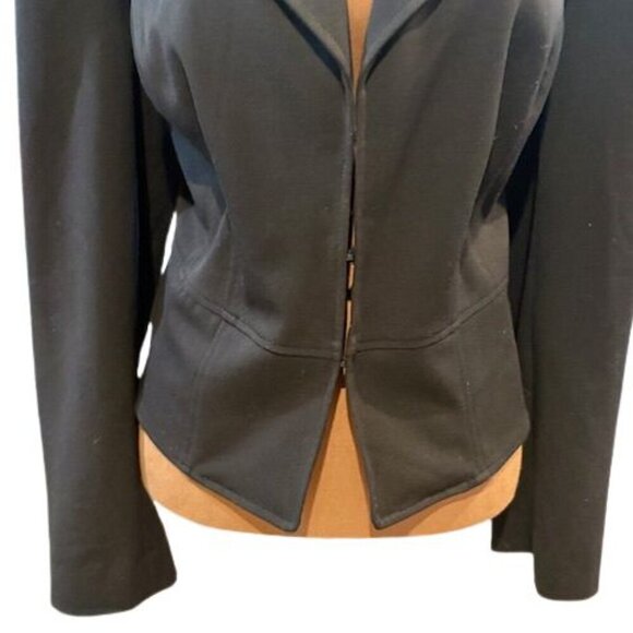 Lane Bryant Cropped Black Blazer with Eye & Hook Closure and Back Vent Details - Picture 3 of 8
